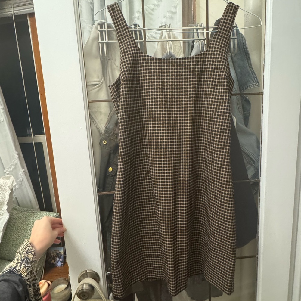 Banana Republic Black and Brown Checkered Mini Dress